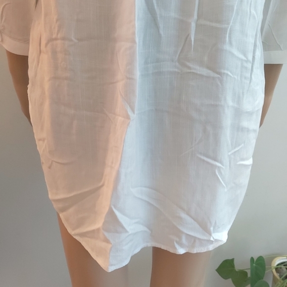 anthropologie Cloth & Stone women's white tunic blouse top oversized lon… - Picture 9 of 12
